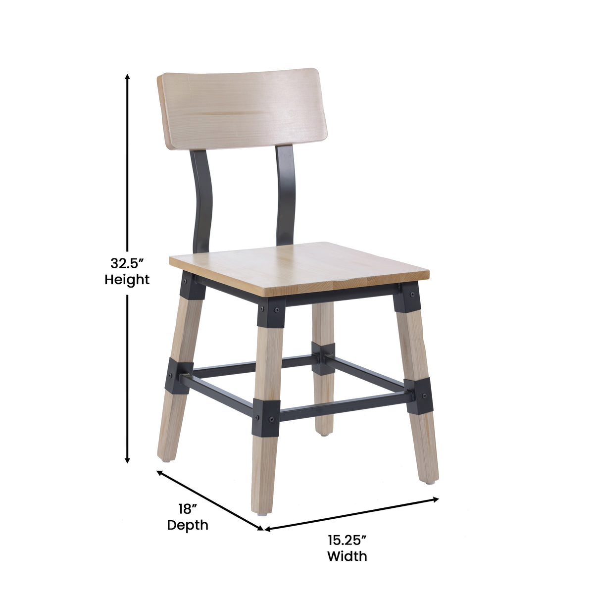 2 Pack Rustic Antique Industrial Wood Dining Chair