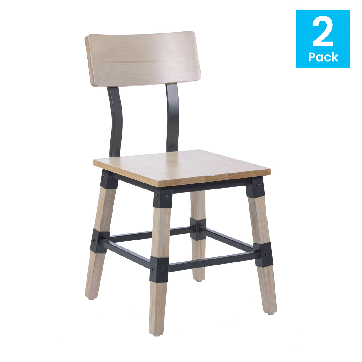 2 Pack Rustic Antique Industrial Wood Dining Chair