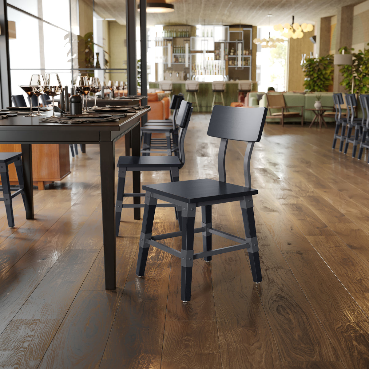2 Pack Rustic Antique Industrial Wood Dining Chair