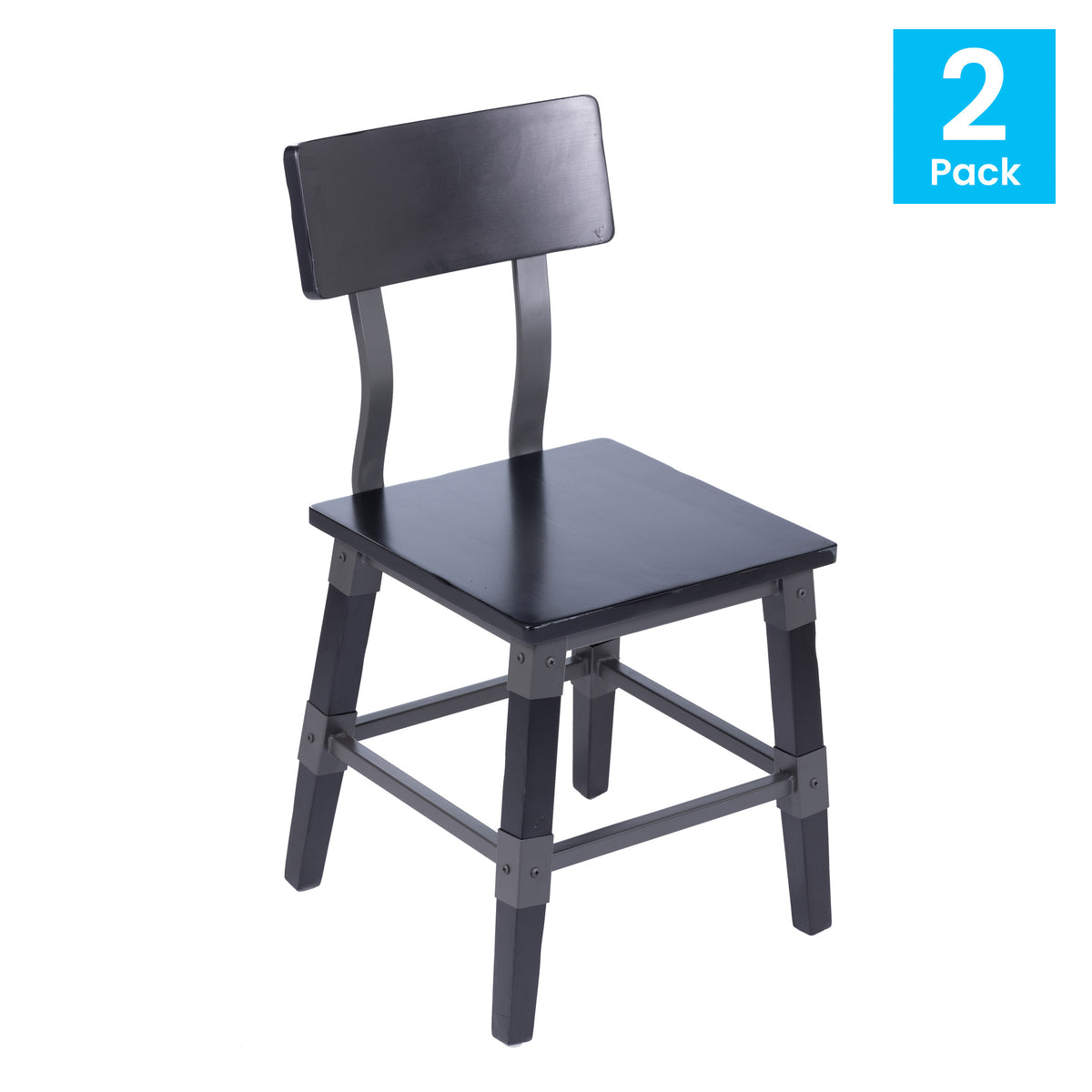 2 Pack Rustic Antique Industrial Wood Dining Chair