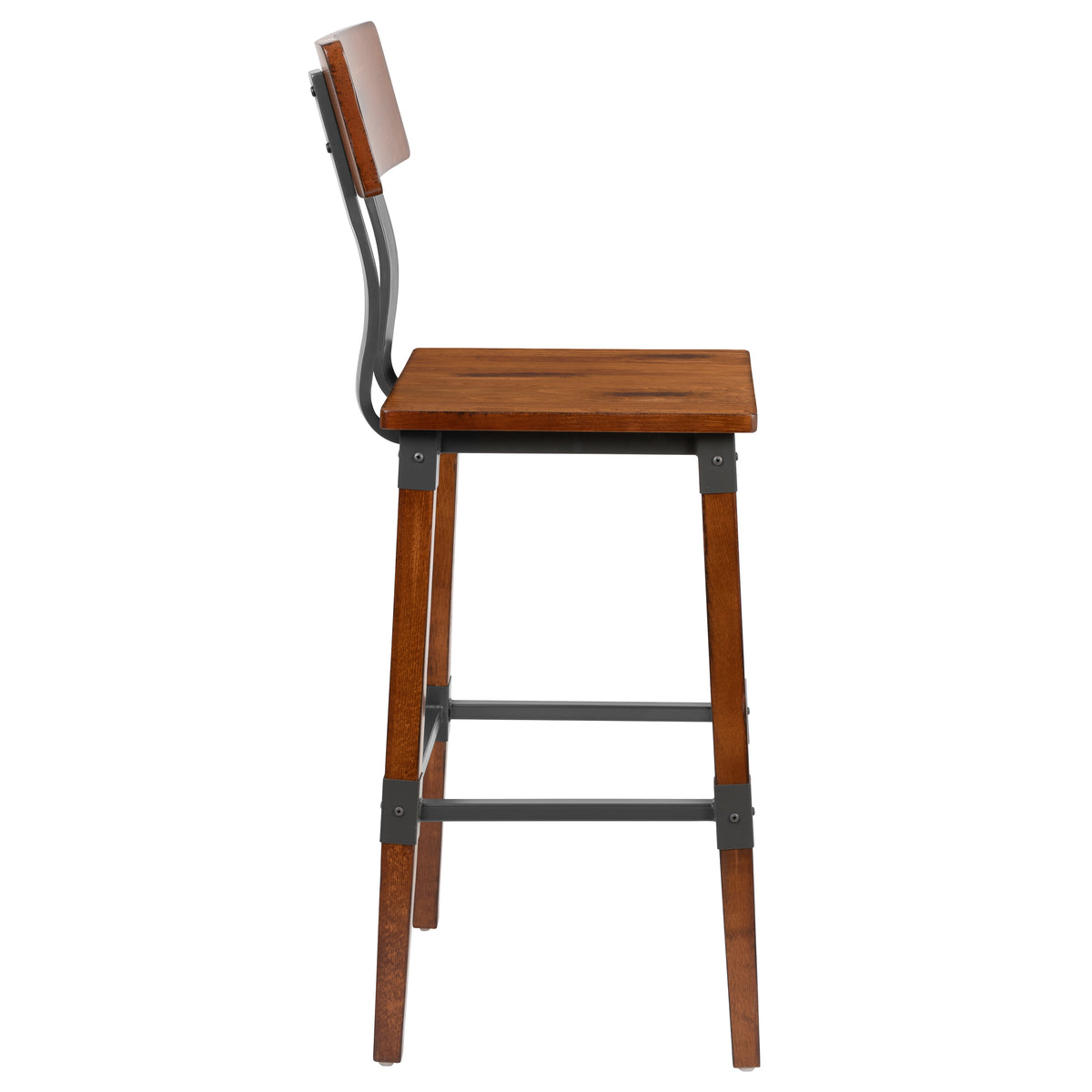 2 Pack Rustic Antique Industrial Wood Dining Barstool
