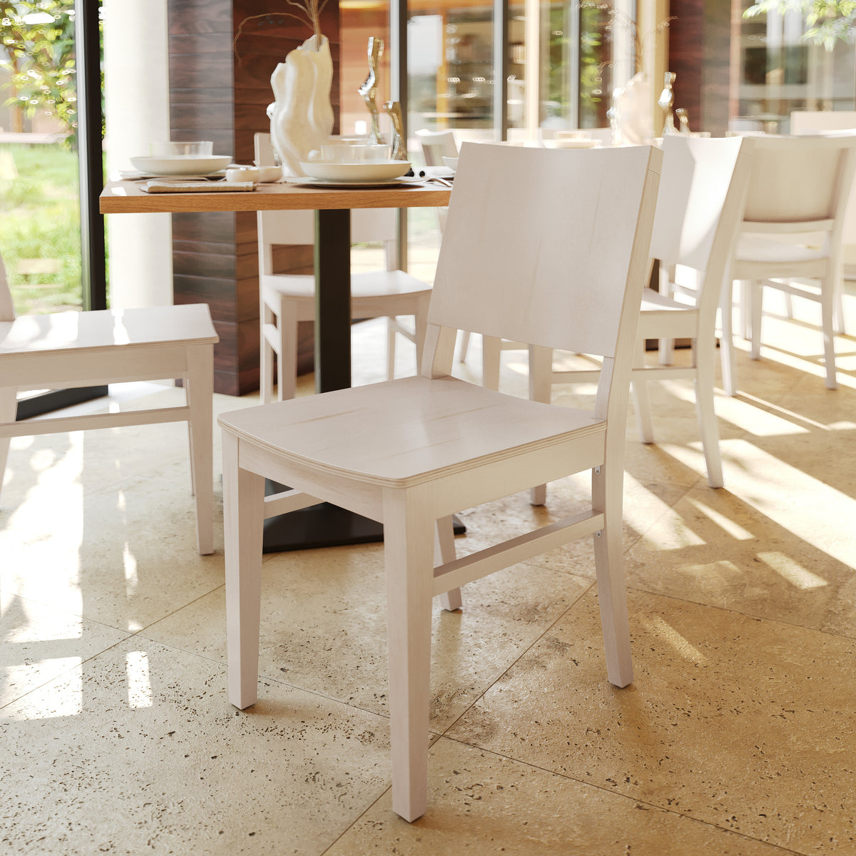 2 Pack Naples Commercial Grade Solid Wood Dining Chairs with Curved Backrests