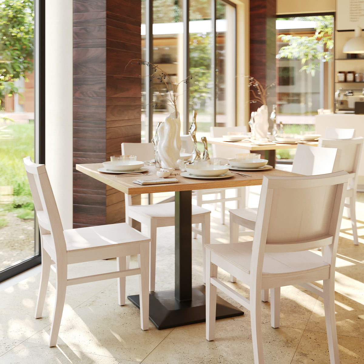 2 Pack Naples Commercial Grade Solid Wood Dining Chairs with Curved Backrests