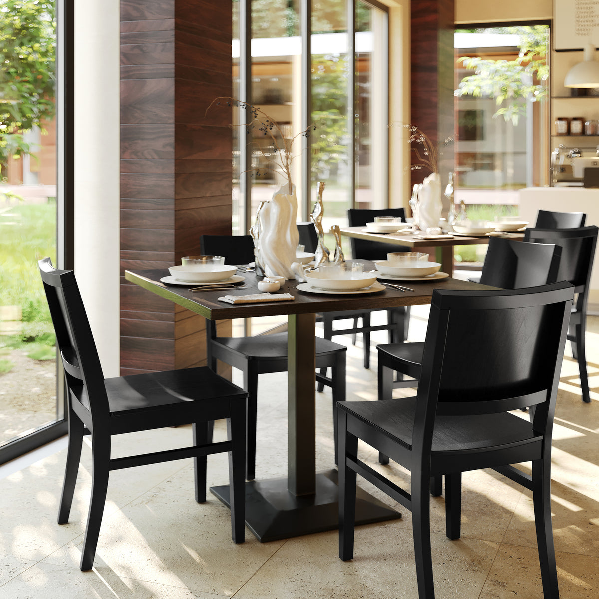 2 Pack Naples Commercial Grade Solid Wood Dining Chairs with Curved Backrests