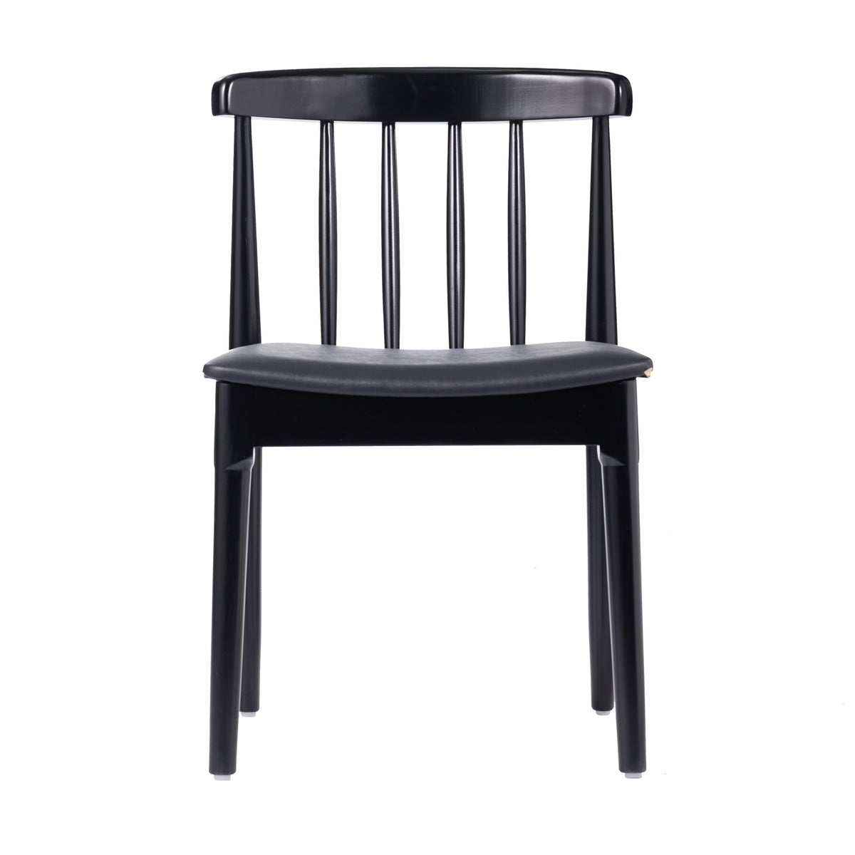 Chester Set of 2 Commercial Grade Solid Wood Dining Chairs with Slatted Backrests and Vinyl Seats