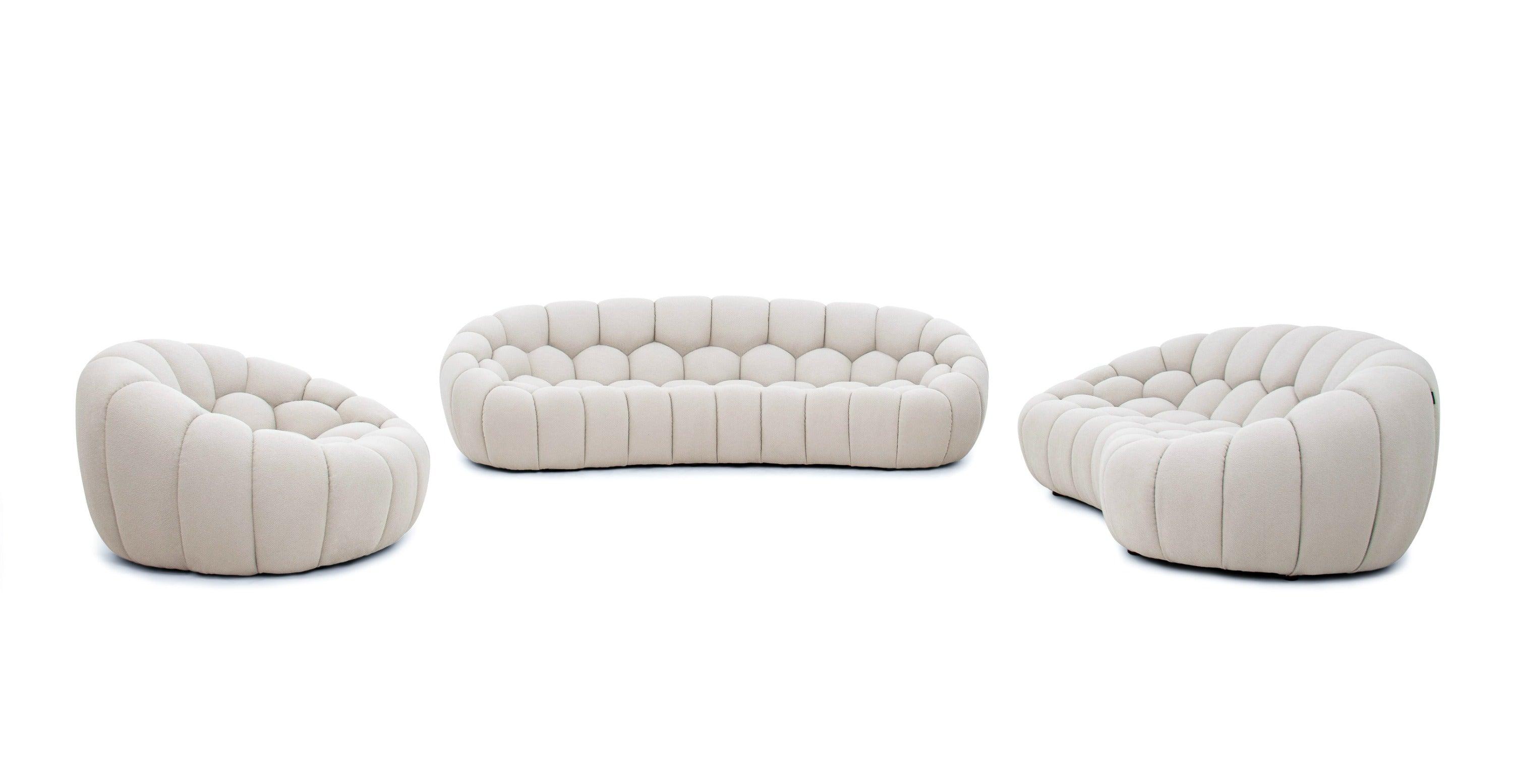 Yolonda Modern Curved Fabric Loveseat