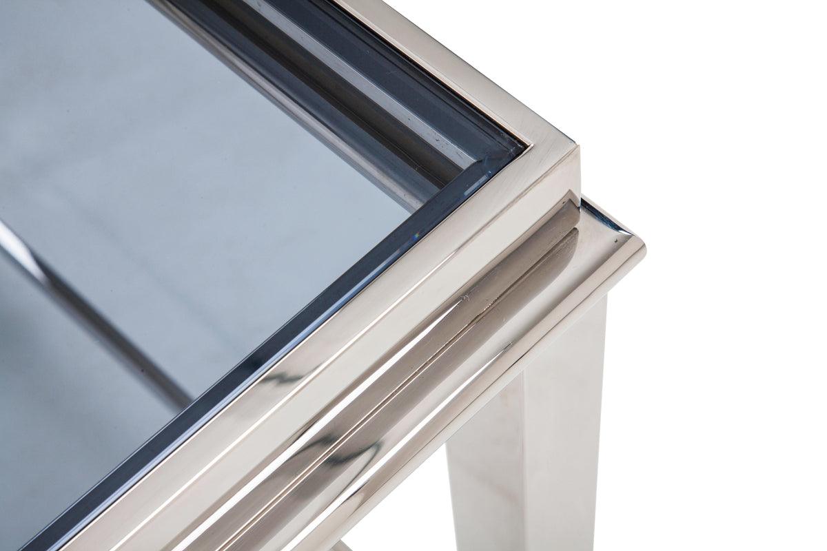 Agar Modern Glass and Stainless Steel Coffee Table
