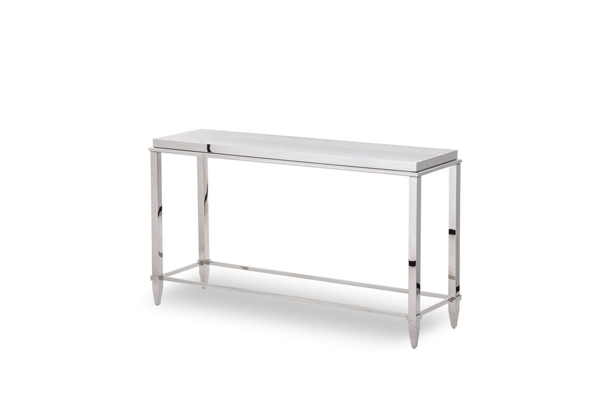 Agar Modern Glass and Stainless Steel Console Table