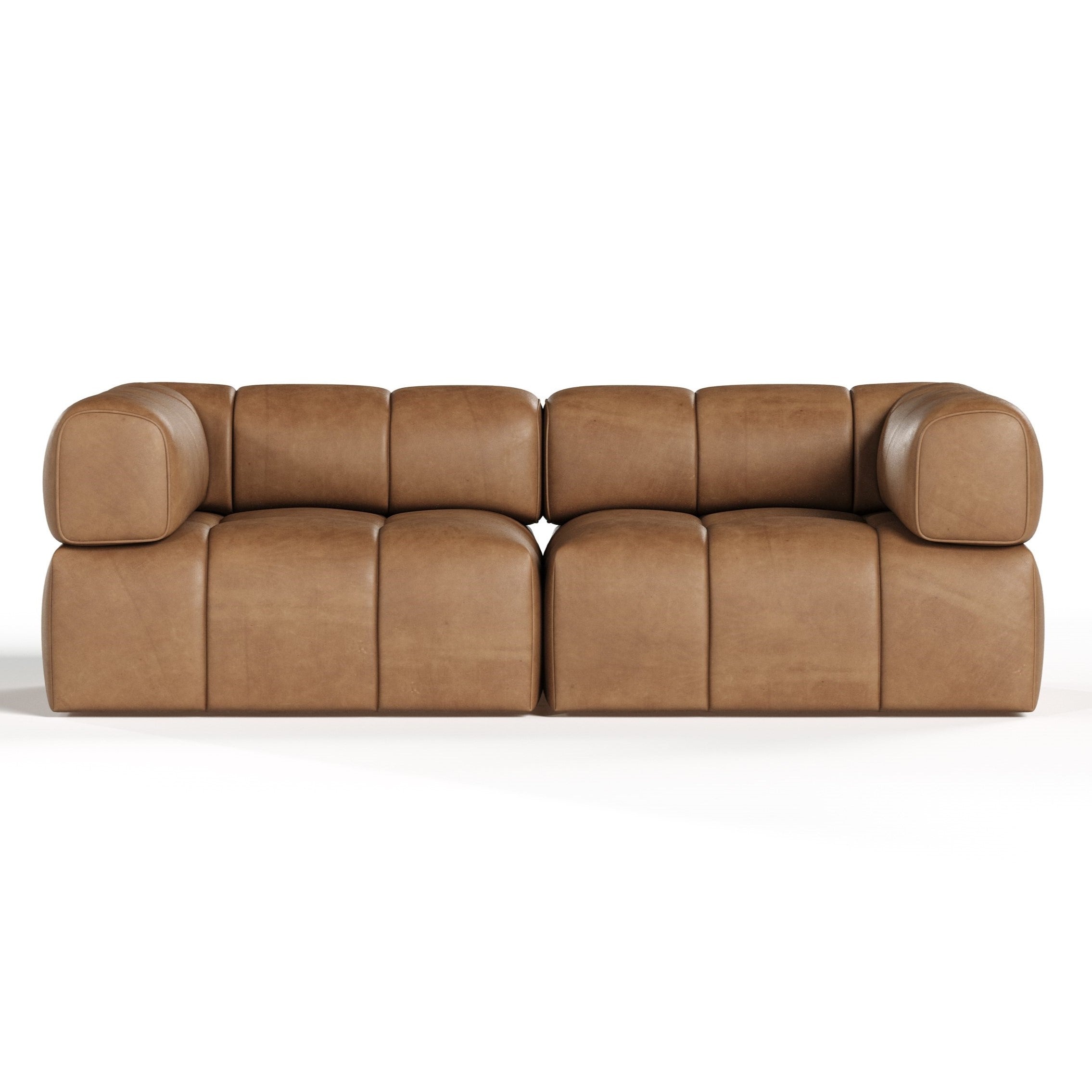 Everest Modern Leather Modular Sectional Sofa 2 Piece Sectional