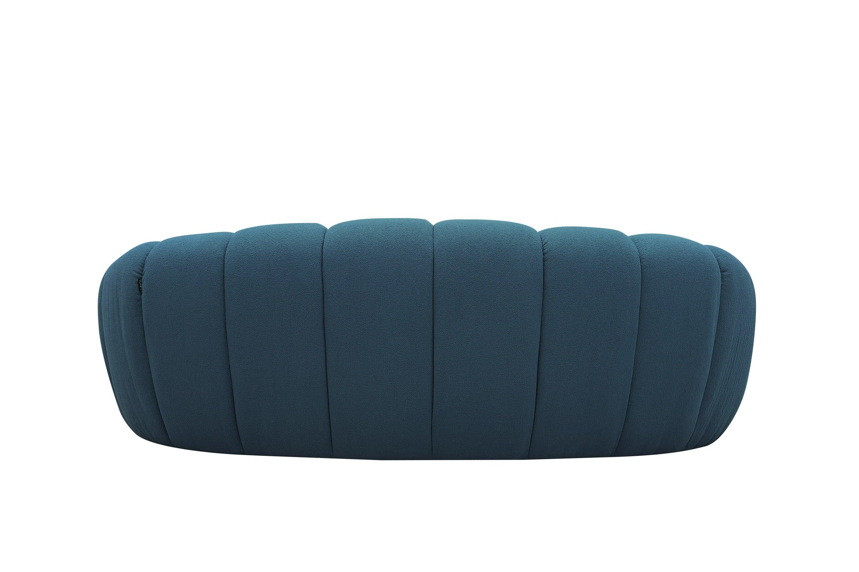 Yolonda Modern Curved Dark Teal Fabric Loveseat