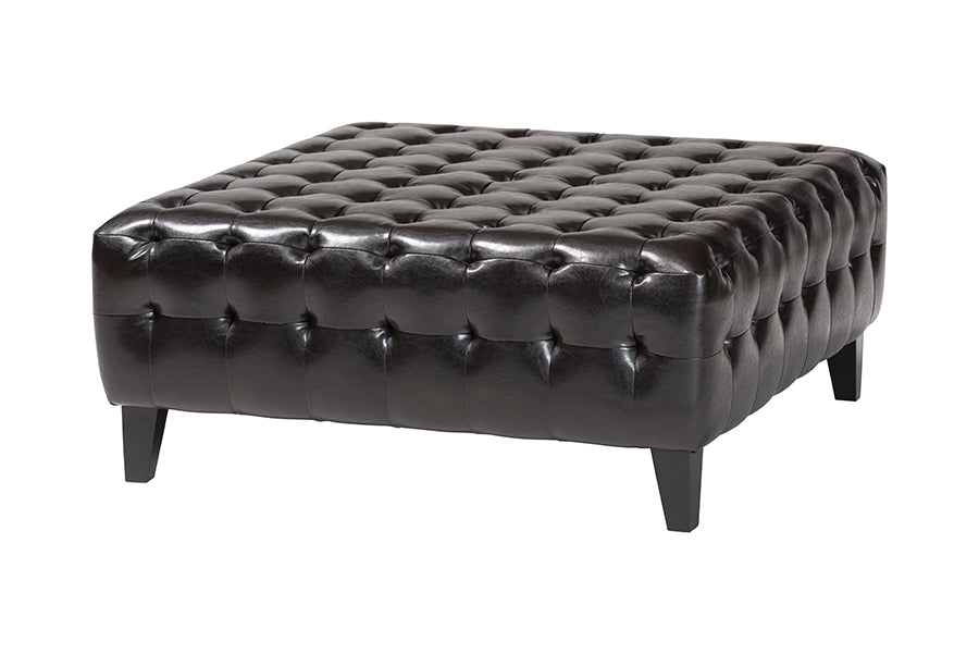 Pemberly Bonded Leather Square Ottoman