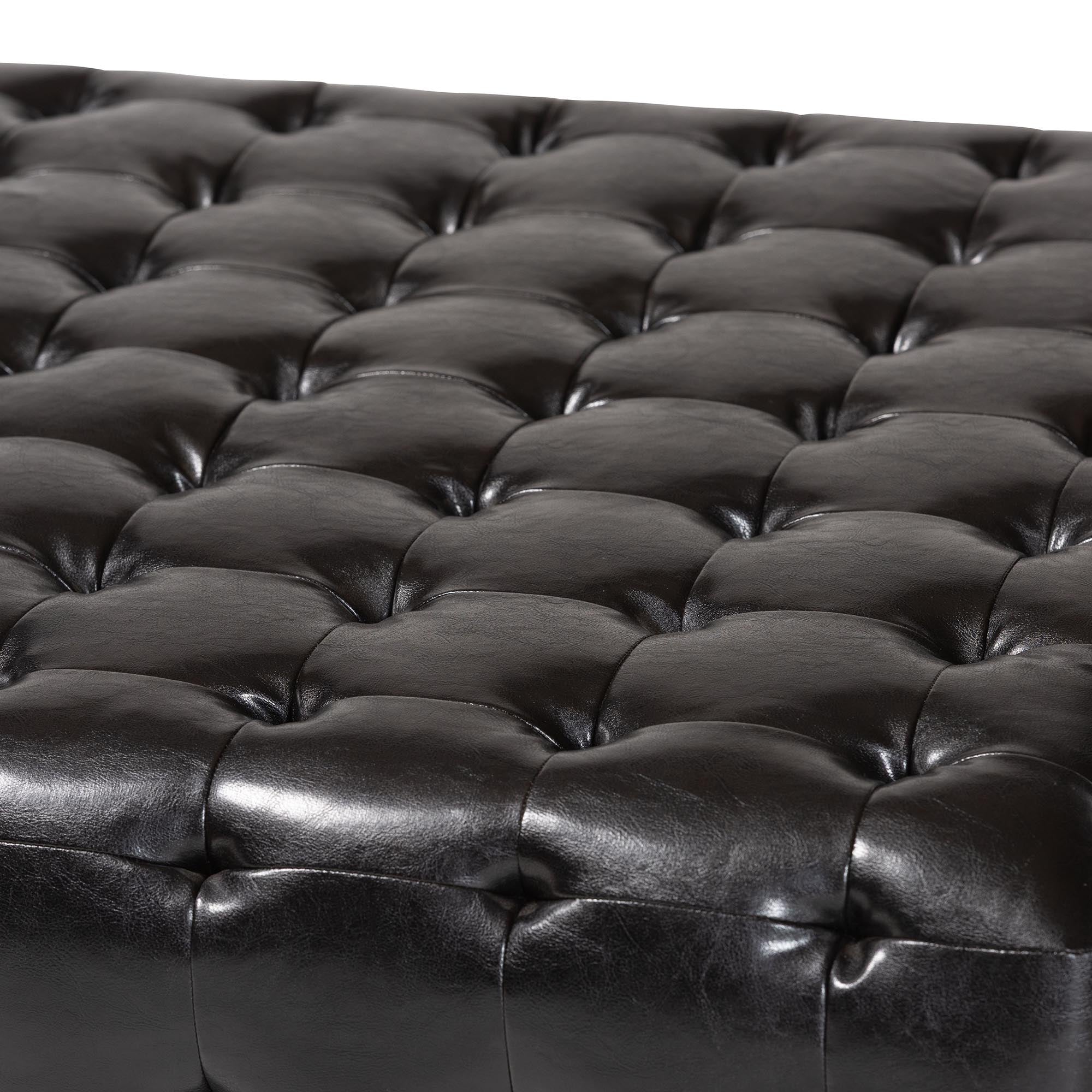 Pemberly Bonded Leather Square Ottoman