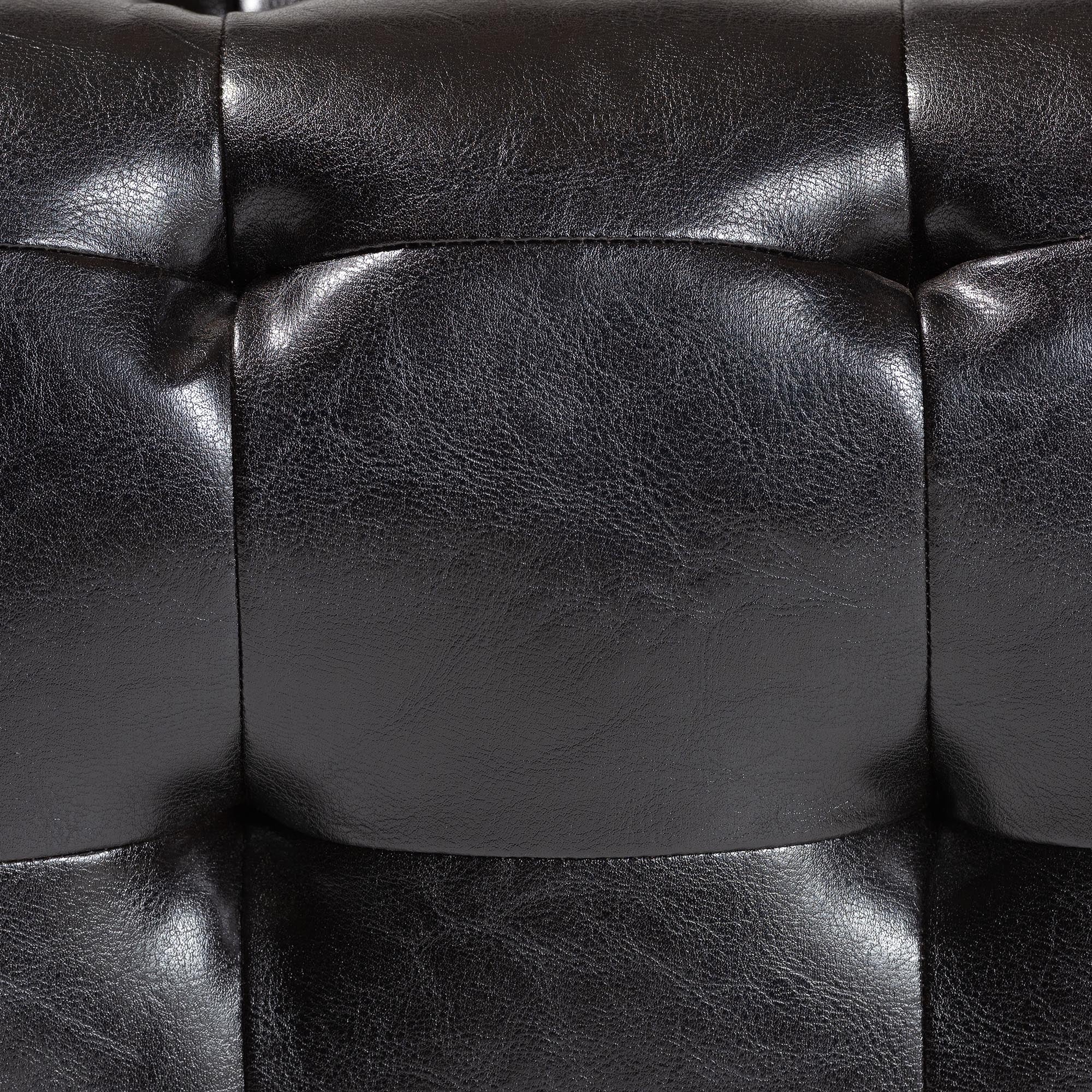 Pemberly Bonded Leather Square Ottoman