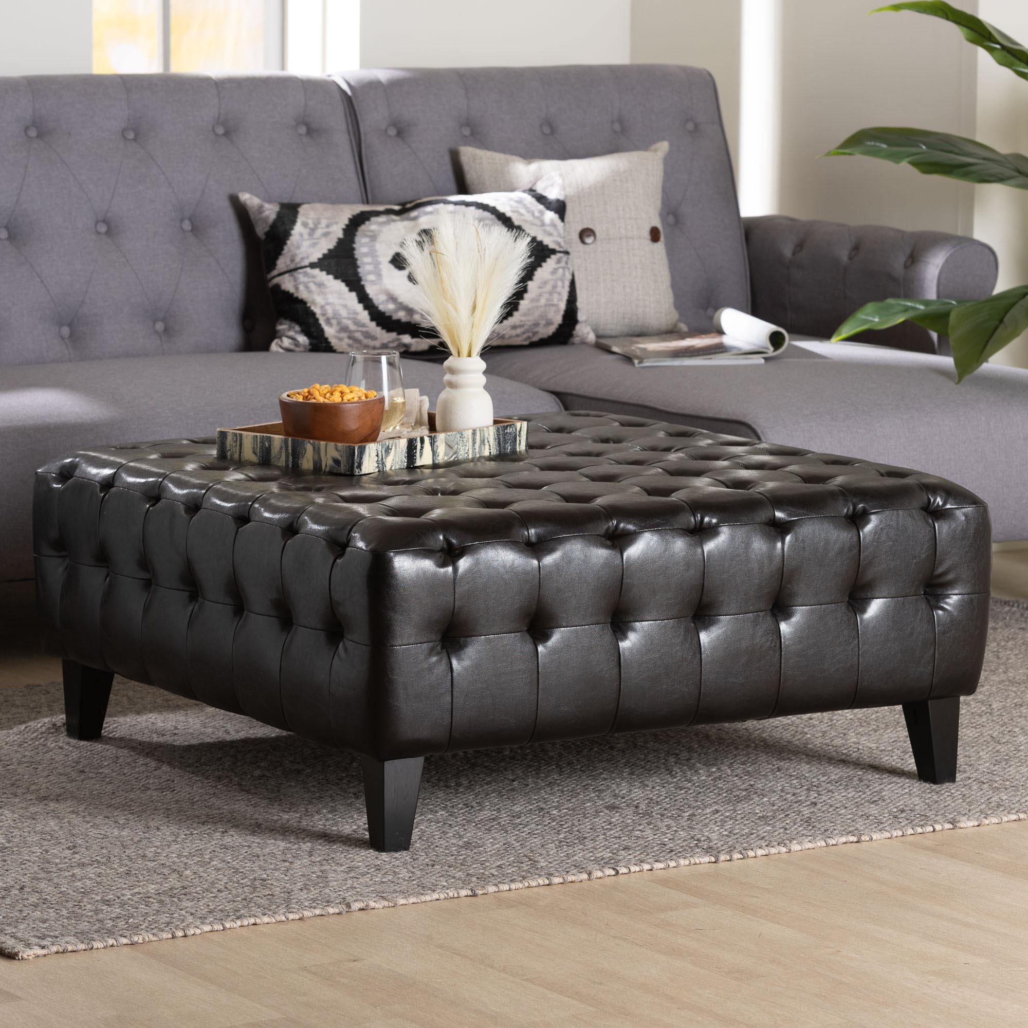 Pemberly Bonded Leather Square Ottoman