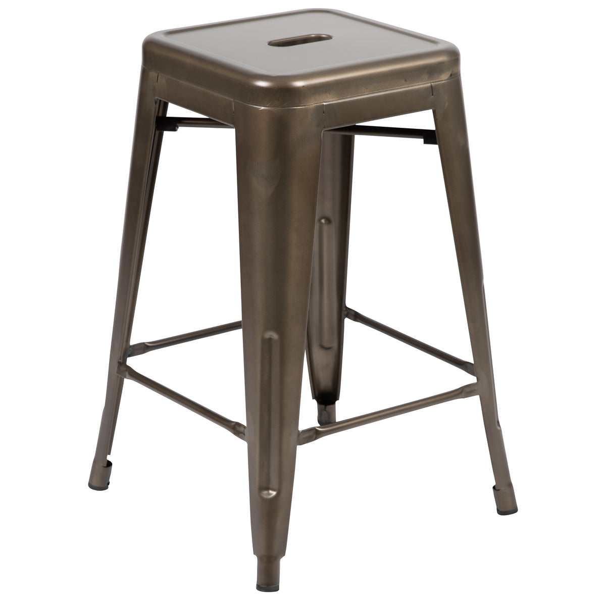 24" High Metal Counter-Height, Indoor Bar Stool - Stackable Set of 4