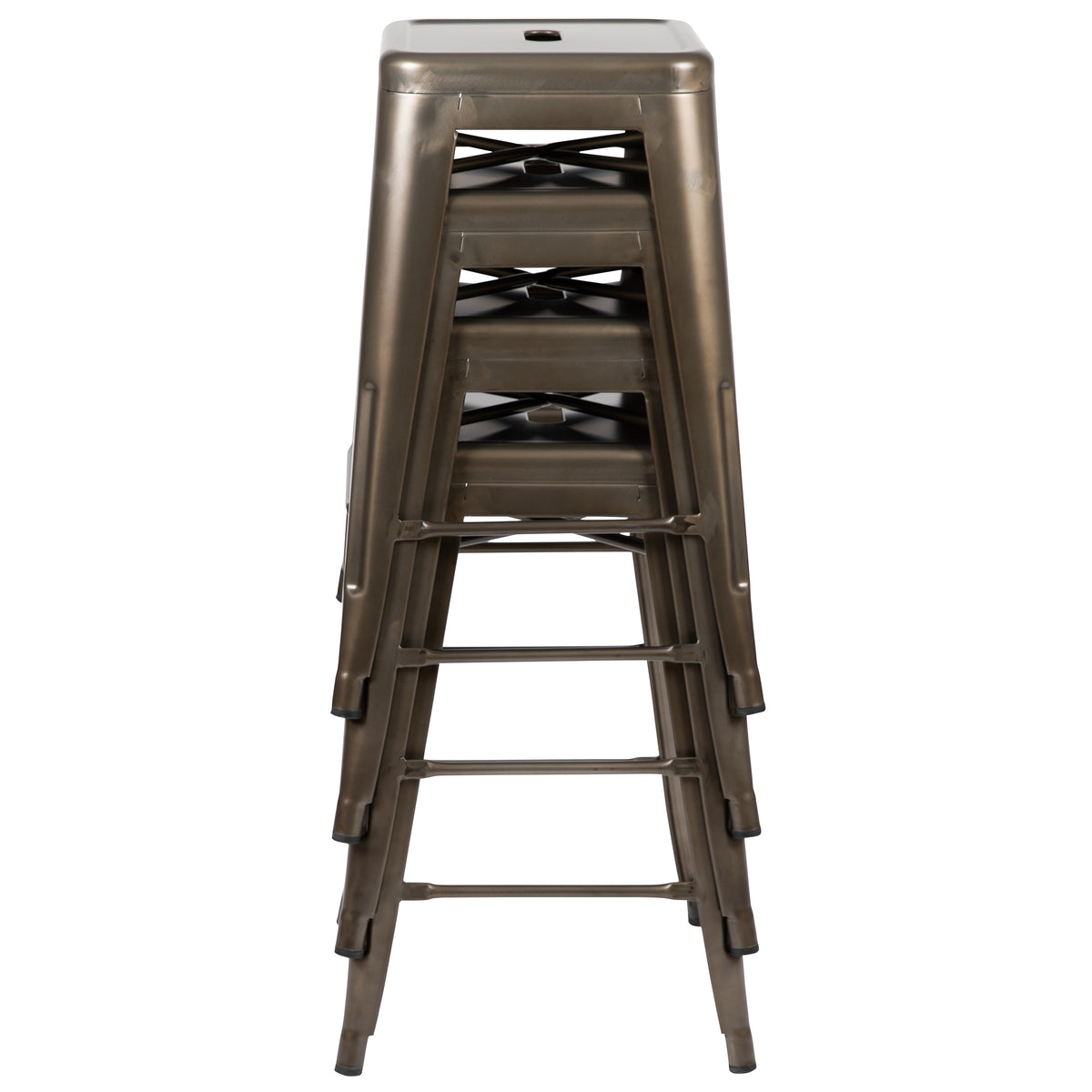 24" High Metal Counter-Height, Indoor Bar Stool - Stackable Set of 4
