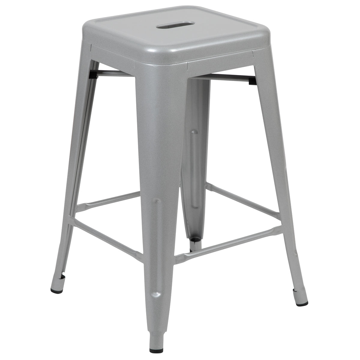 24" High Metal Counter-Height, Indoor Bar Stool - Stackable Set of 4