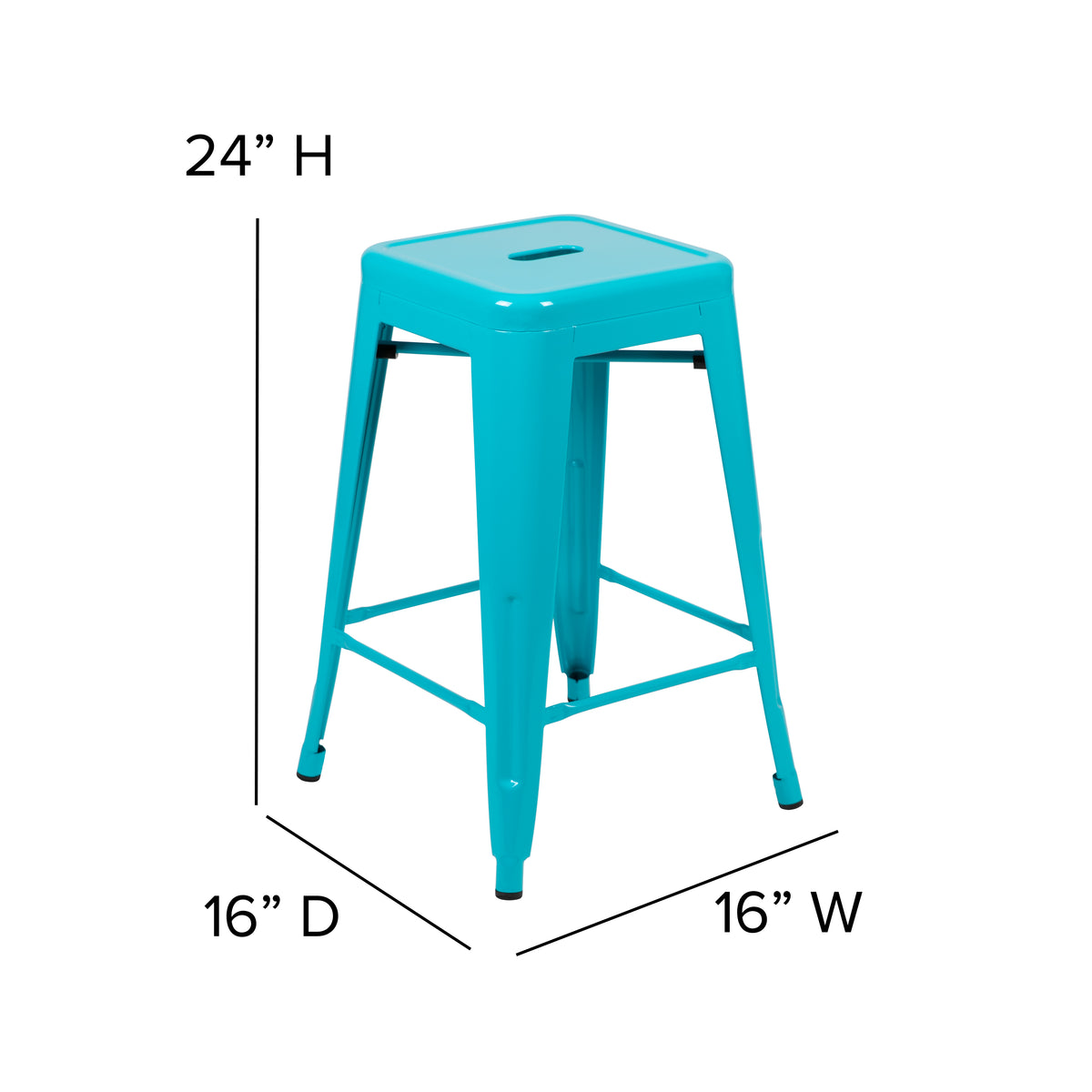 24" High Metal Counter-Height, Indoor Bar Stool - Stackable Set of 4