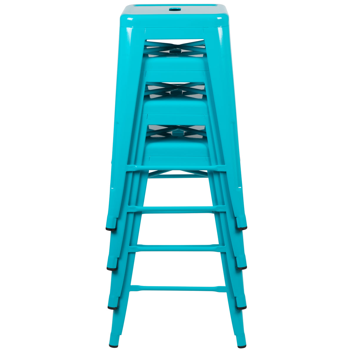 24" High Metal Counter-Height, Indoor Bar Stool - Stackable Set of 4