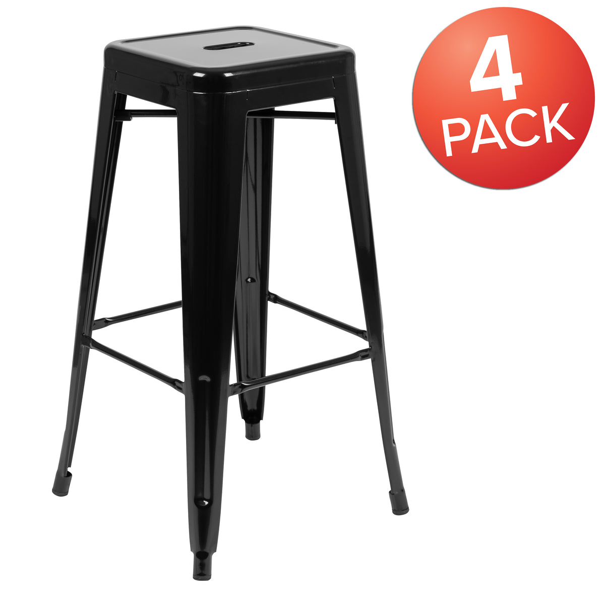 30" High Metal Indoor Bar Stool - Stackable Set of 4