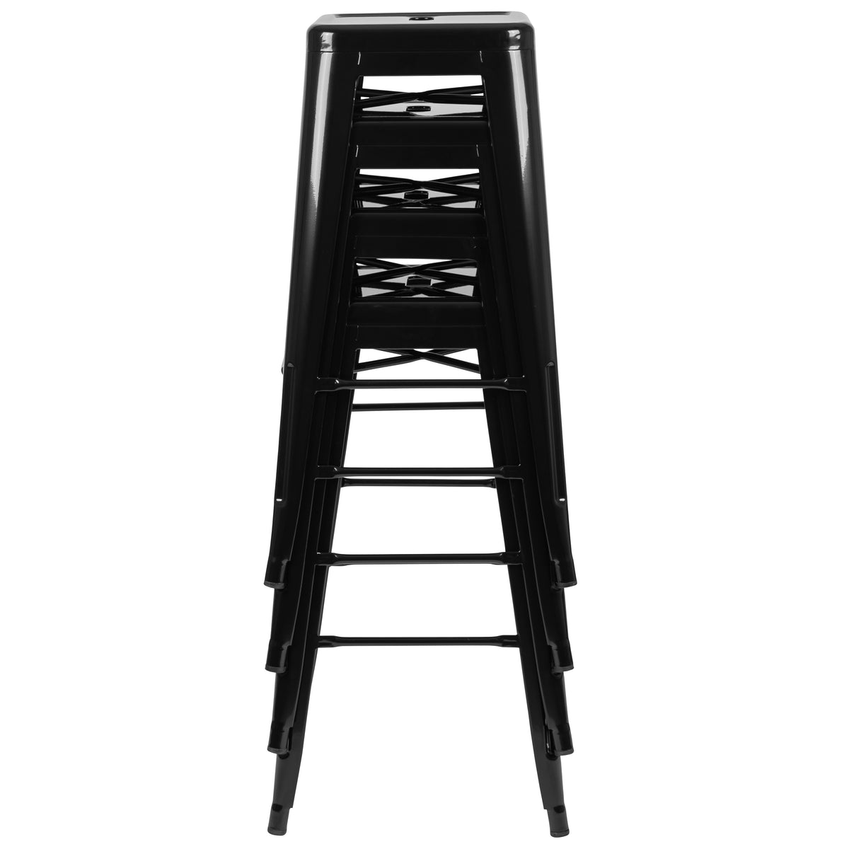 30" High Metal Indoor Bar Stool - Stackable Set of 4