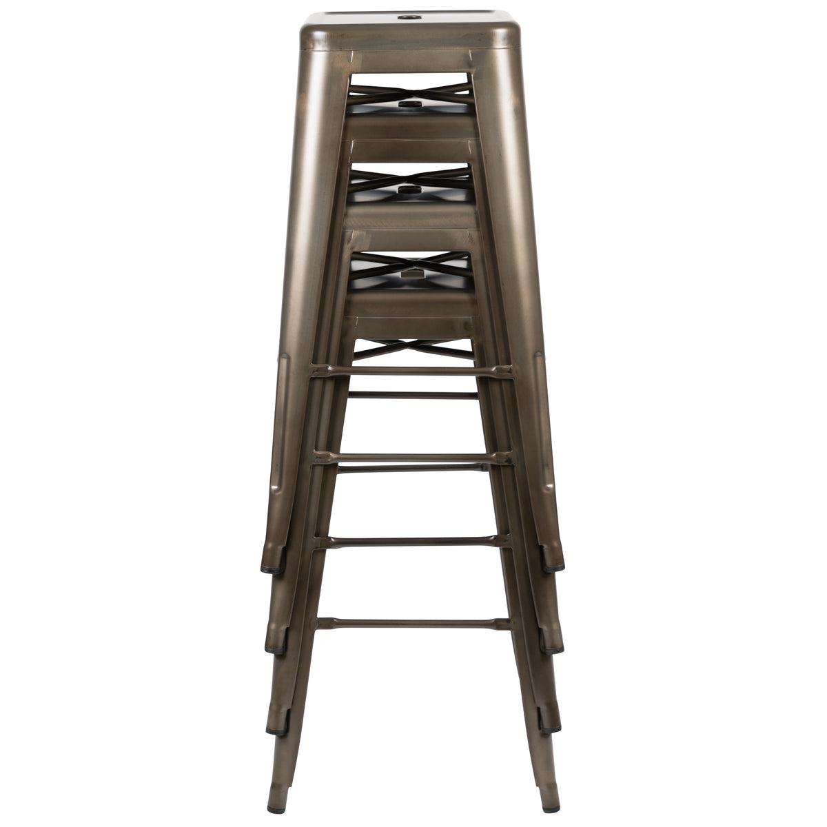 30" High Metal Indoor Bar Stool - Stackable Set of 4