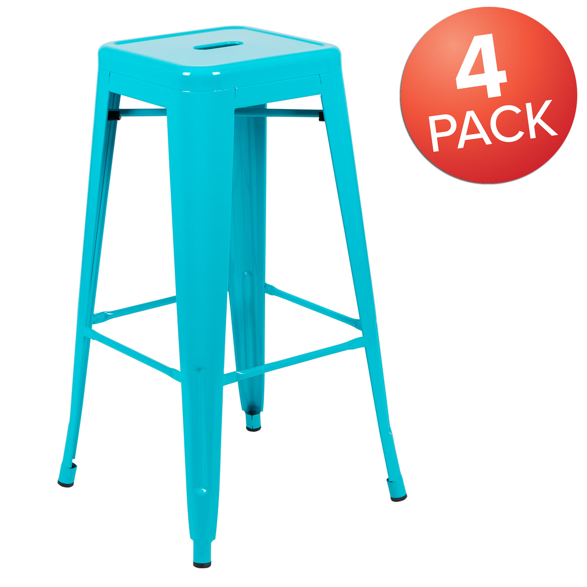 30" High Metal Indoor Bar Stool - Stackable Set of 4