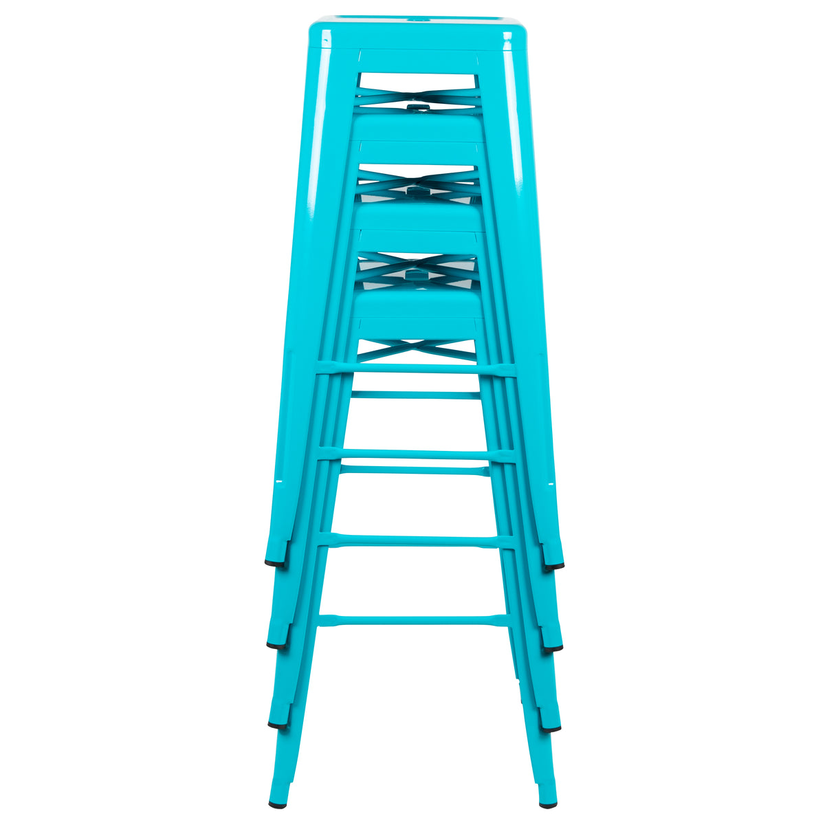 30" High Metal Indoor Bar Stool - Stackable Set of 4