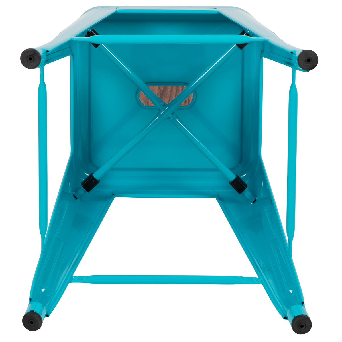 24" High Metal Counter-Height, Indoor Bar Stool with Wood Seat - Stackable Set of 4