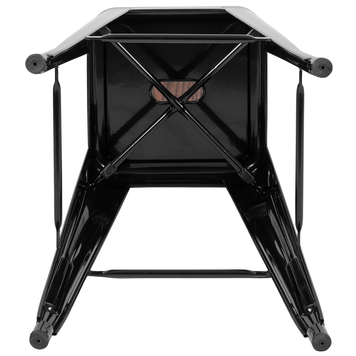30" High Metal Indoor Bar Stool with Wood Seat - Stackable Set of 4