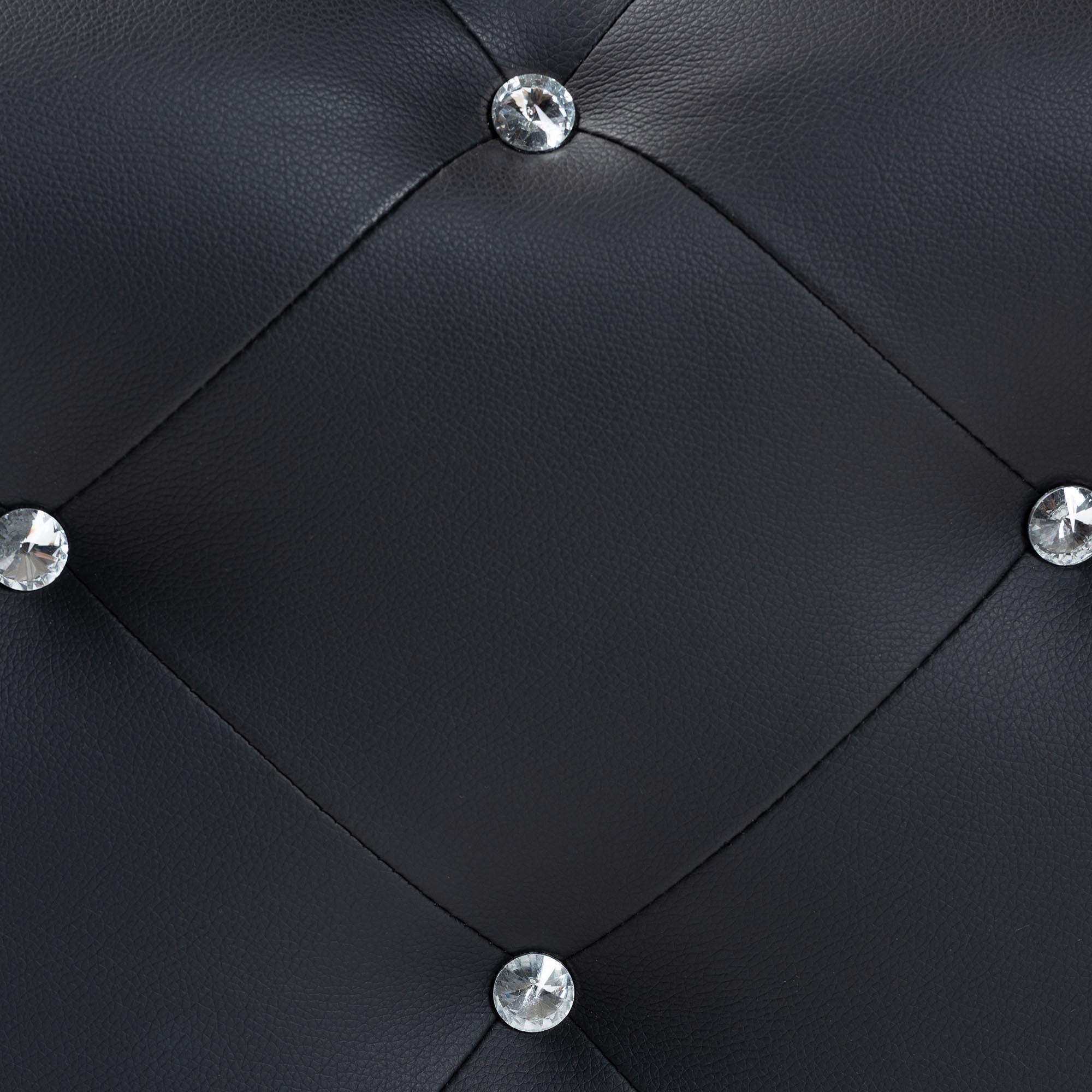 Stella Crystal Tufted Leather Modern Bench