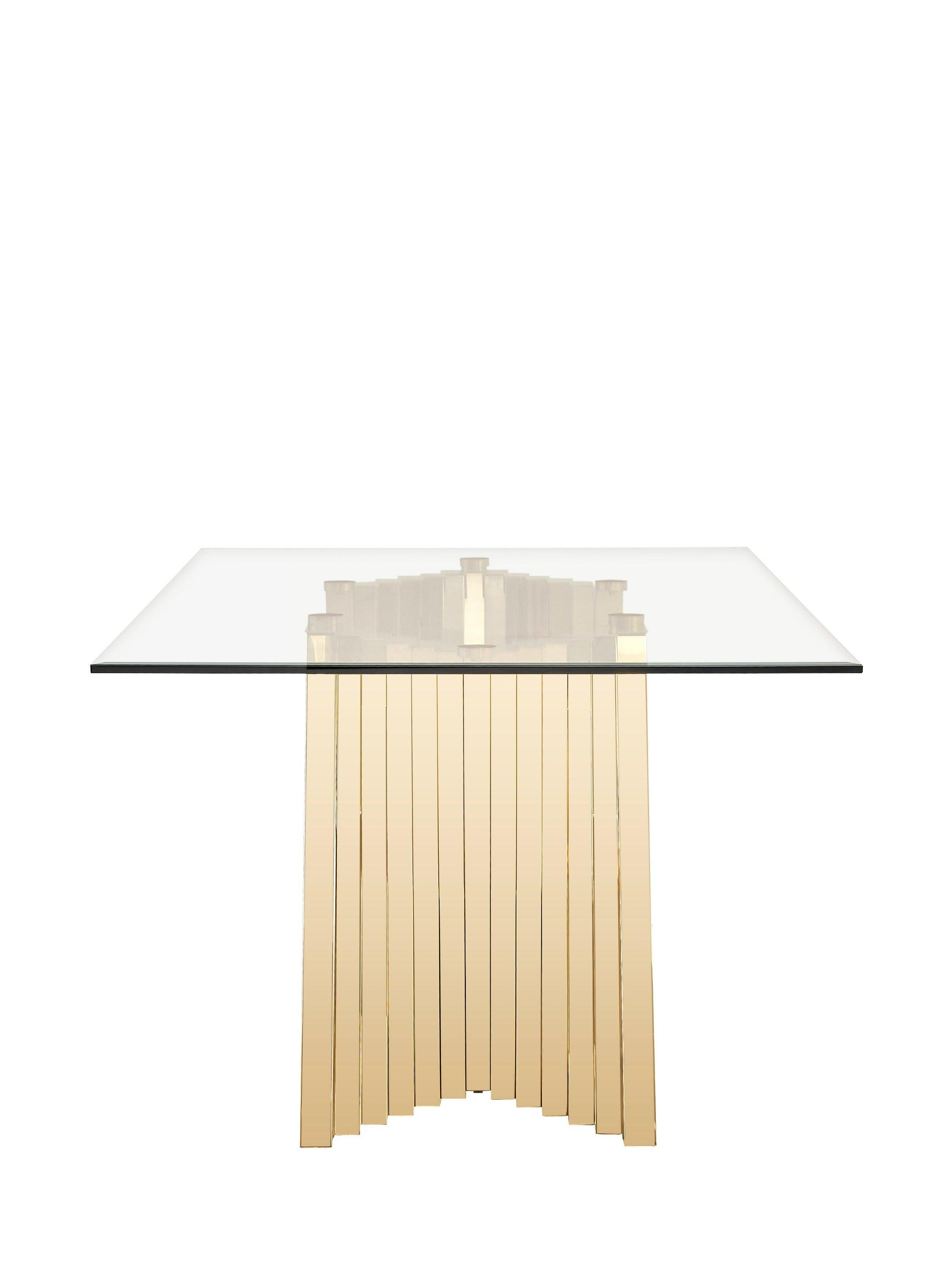 Buquet Glam Glass and Champagne Rectangular Dining Table