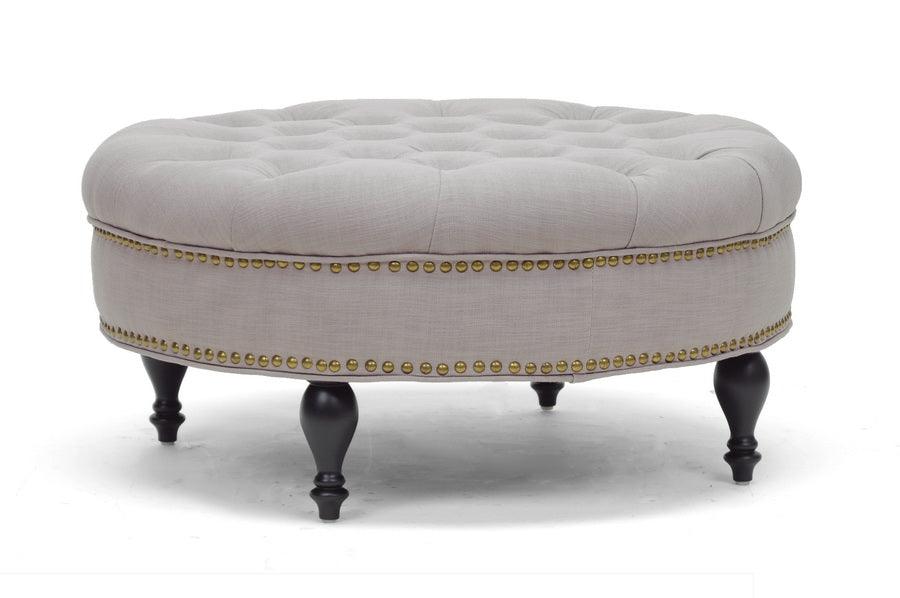 Palfrey Linen Modern Tufted Ottoman