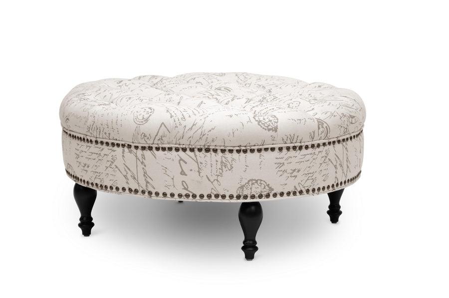 Palfrey Script Print Modern Tufted Ottoman