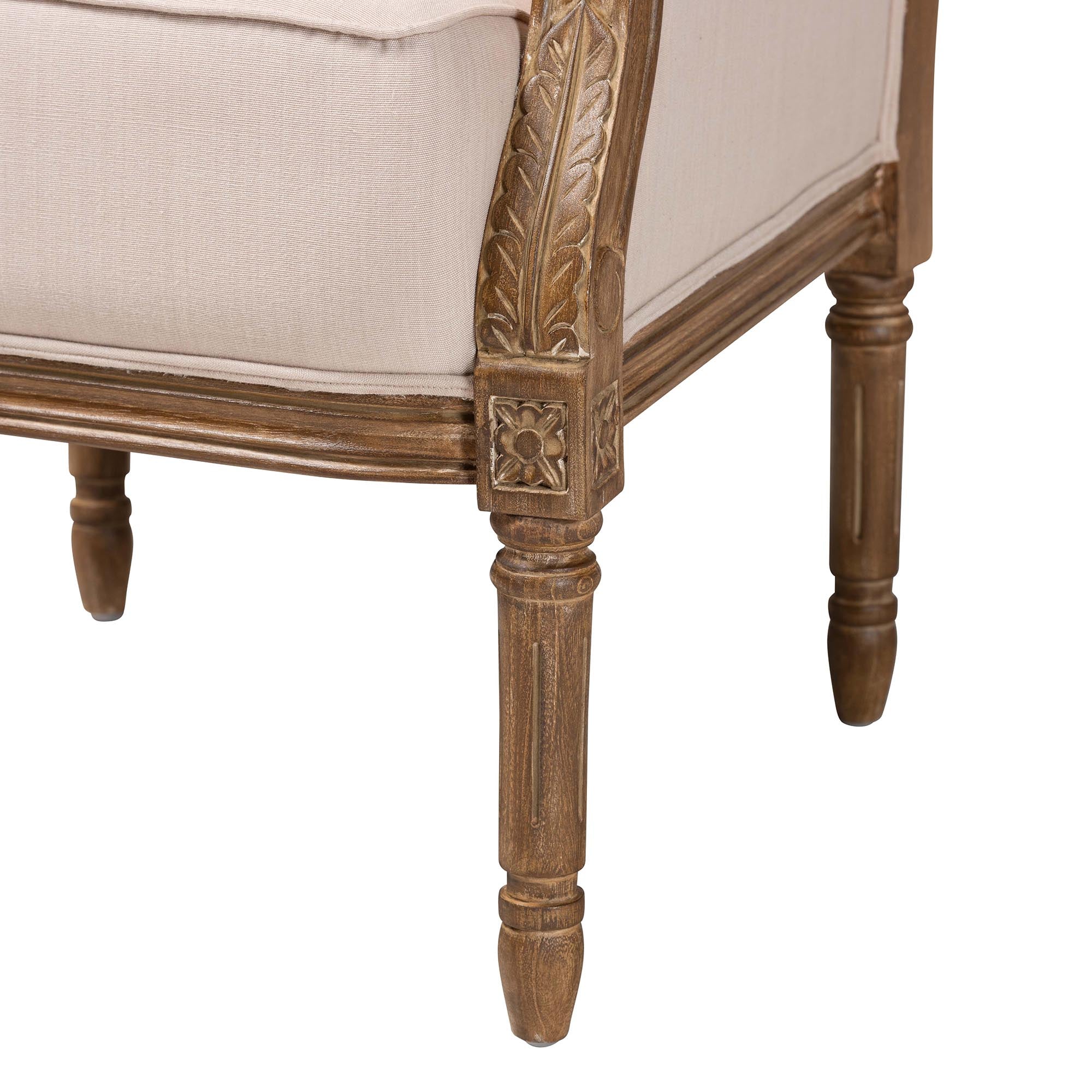 Chavanon Wood & Light Linen Traditional French Accent Chair