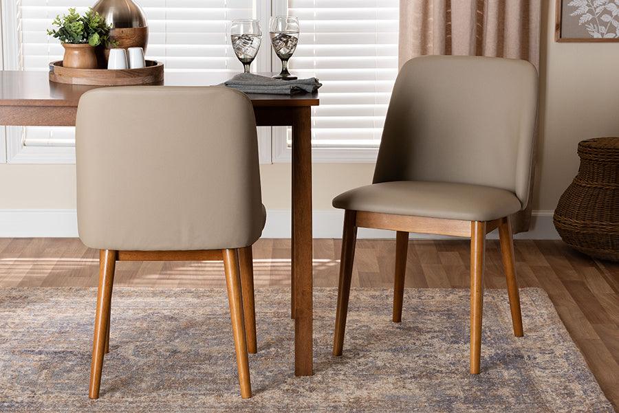 Lavin Mid-Century "" Light / Faux Leather Dining Chair (Set of 2)