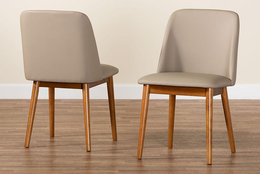Lavin Mid-Century "" Light / Faux Leather Dining Chair (Set of 2)