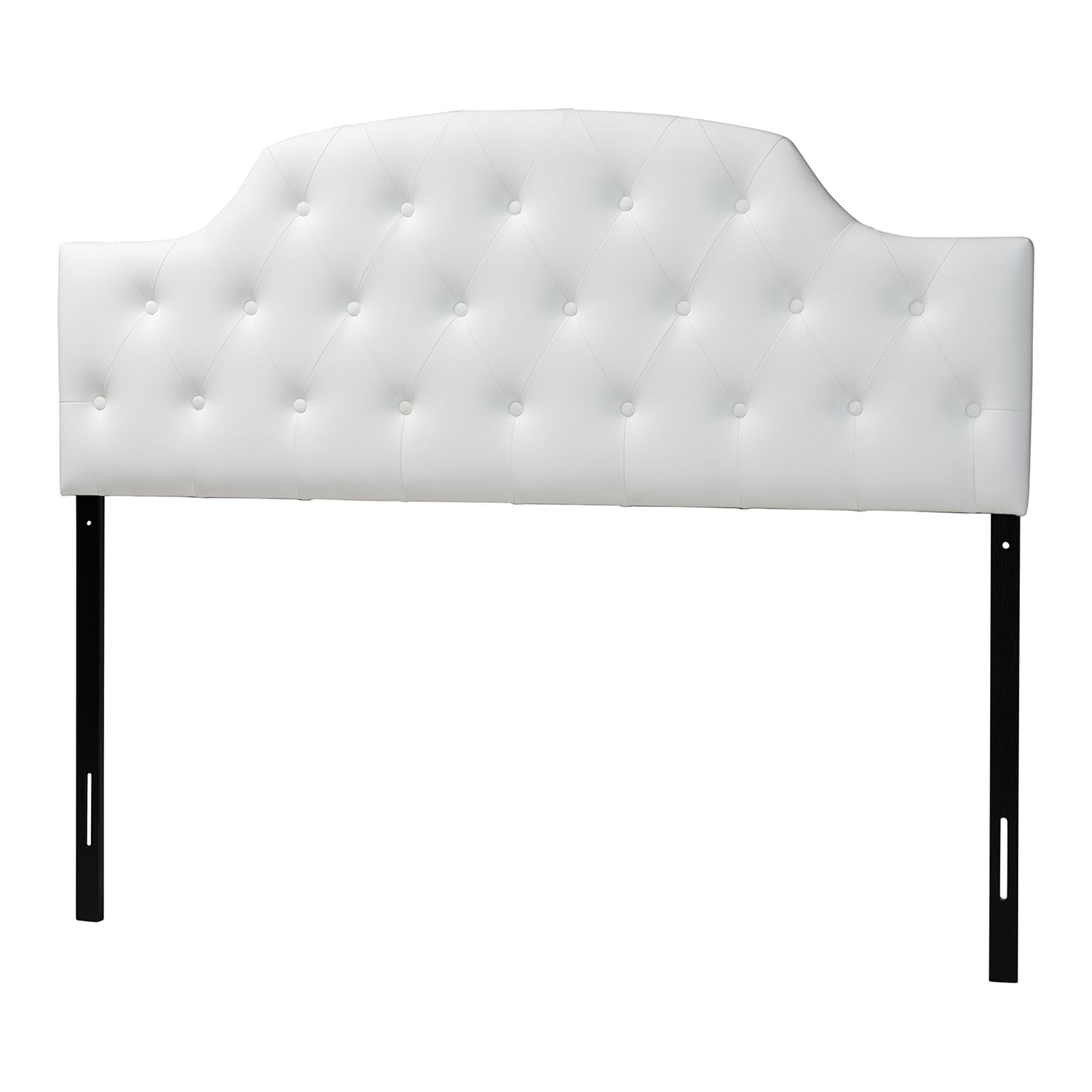 Morris Modern and Contemporary Faux Leather Upholstered Button-Tufted Scalloped Headboard