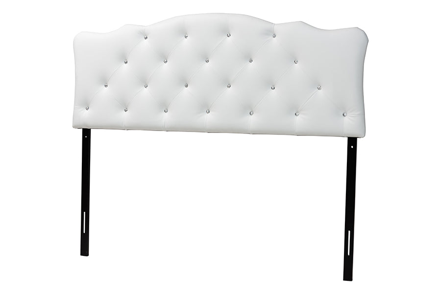 Rita Modern and Contemporary Faux Leather Upholstered Button-Tufted Scalloped Headboard