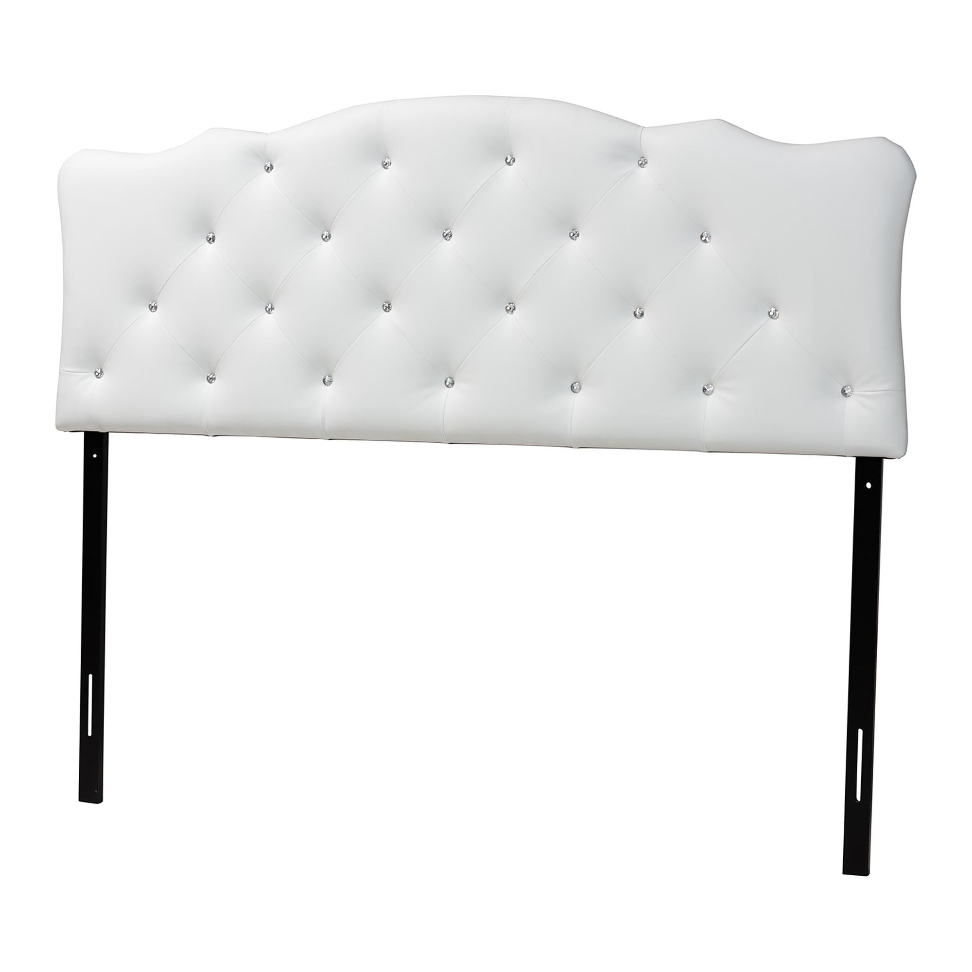 Rita Modern and Contemporary Faux Leather Upholstered Button-Tufted Scalloped Headboard