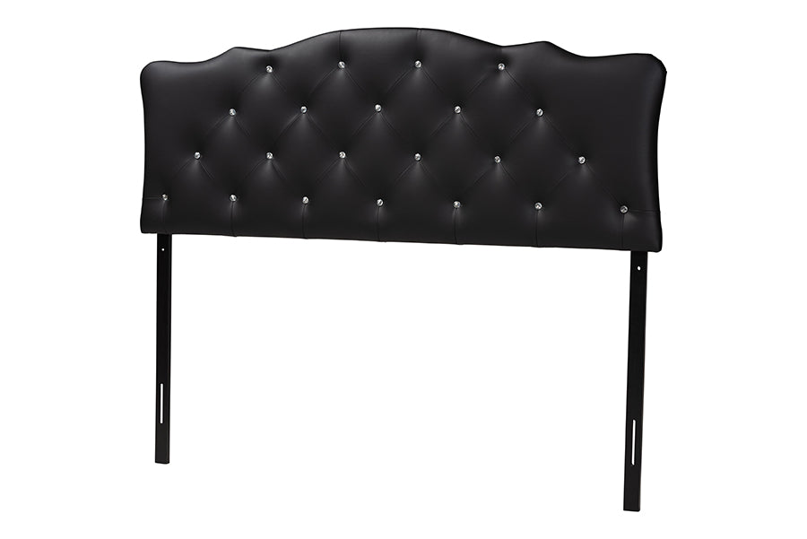 Rita Modern and Contemporary Faux Leather Upholstered Button-Tufted Scalloped Headboard