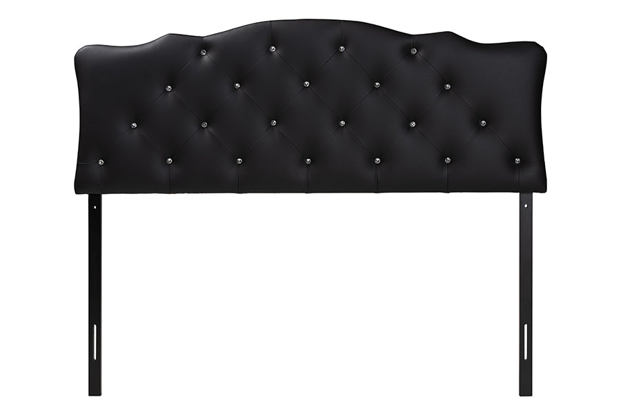 Rita Modern and Contemporary Faux Leather Upholstered Button-Tufted Scalloped Headboard