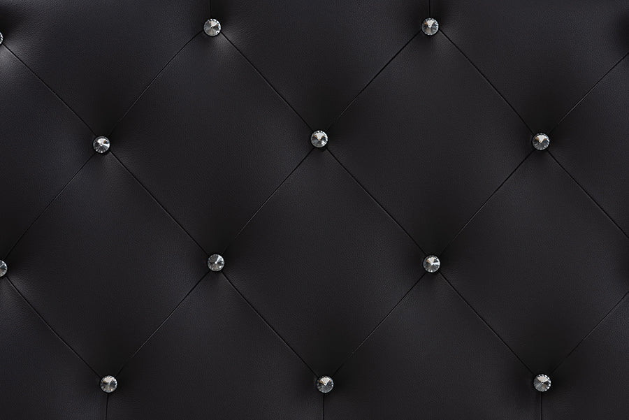 Rita Modern and Contemporary Faux Leather Upholstered Button-Tufted Scalloped Headboard