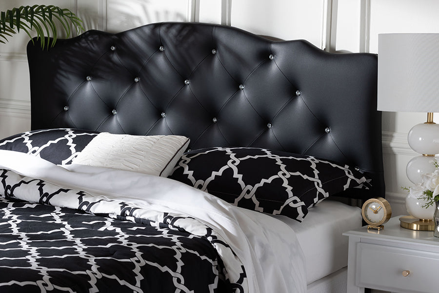 Rita Modern and Contemporary Faux Leather Upholstered Button-Tufted Scalloped Headboard