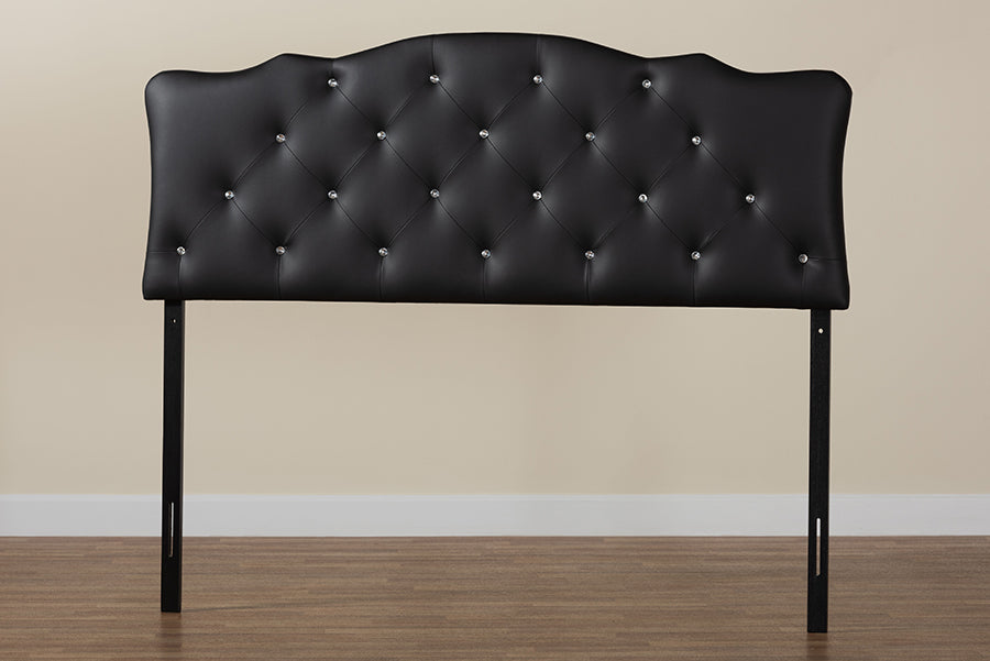 Rita Modern and Contemporary Faux Leather Upholstered Button-Tufted Scalloped Headboard