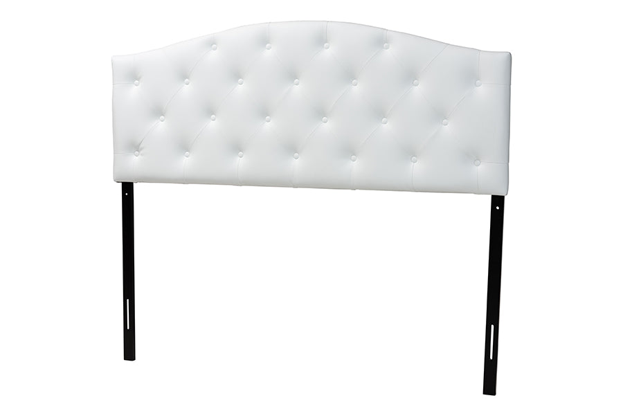 Myra Modern and Contemporary Faux Leather Upholstered Button-Tufted Scalloped Headboard