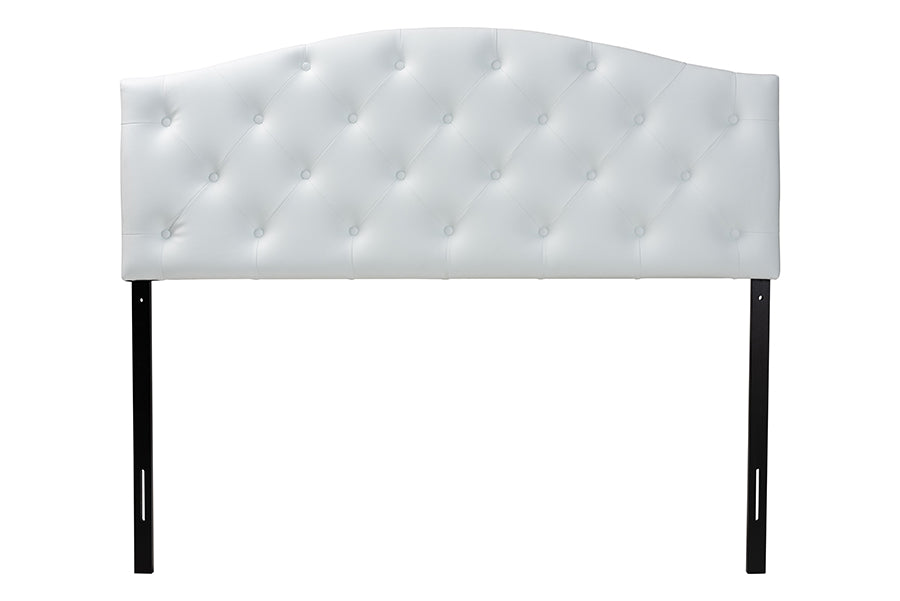 Myra Modern and Contemporary Faux Leather Upholstered Button-Tufted Scalloped Headboard