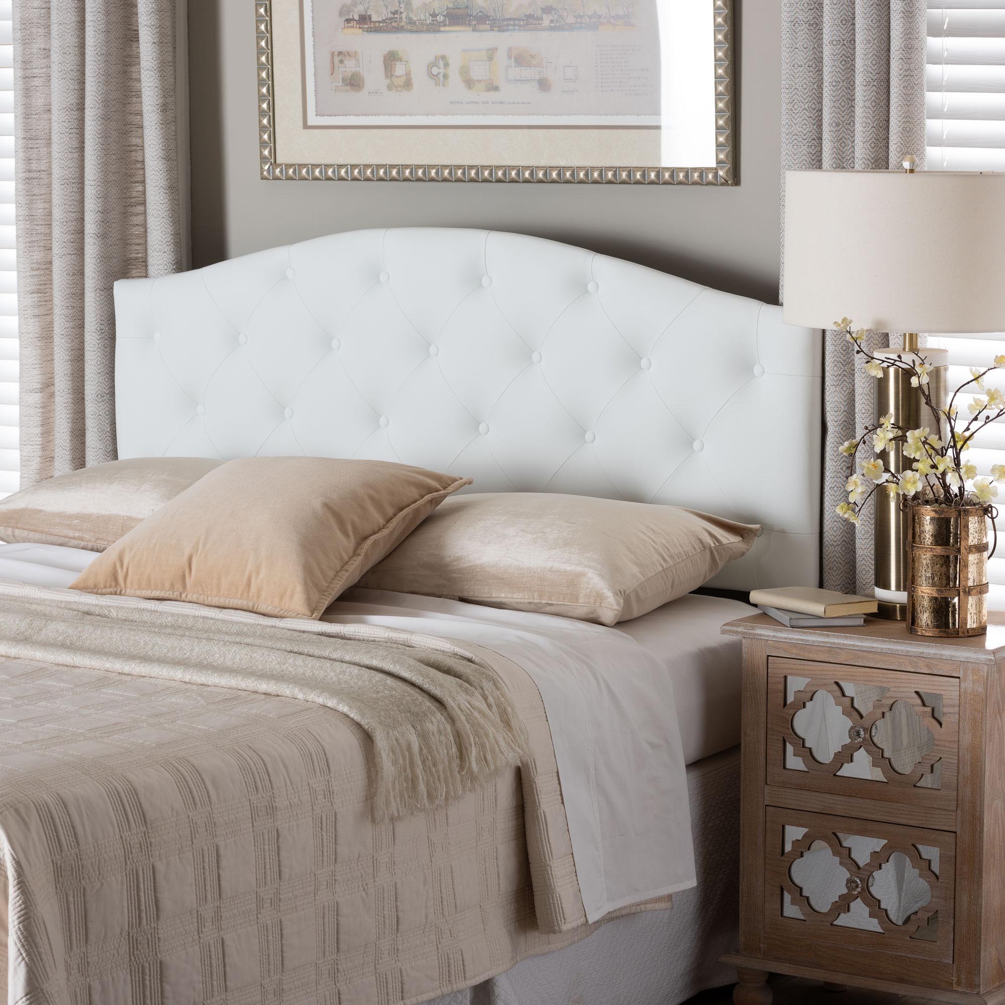 Myra Modern and Contemporary Faux Leather Upholstered Button-Tufted Scalloped Headboard