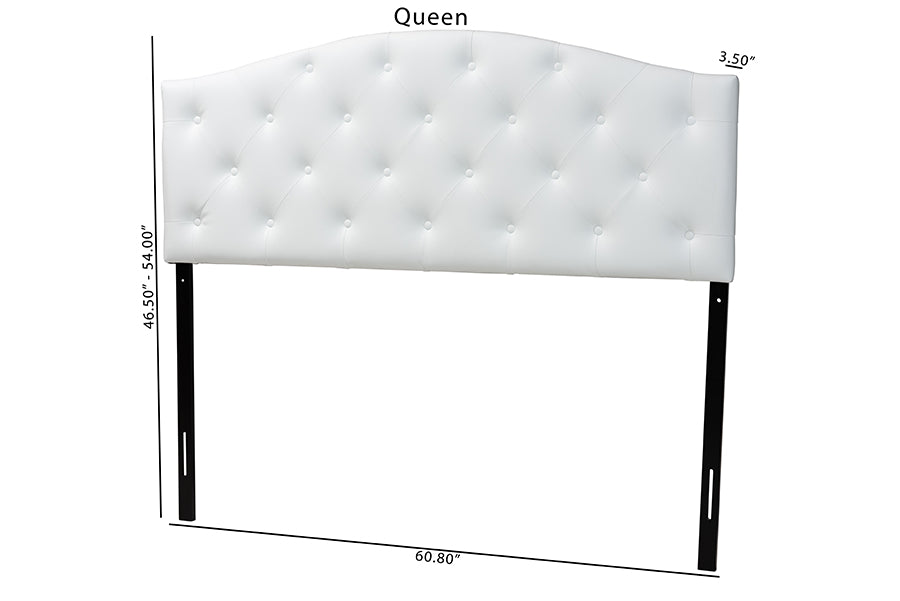 Myra Modern and Contemporary Faux Leather Upholstered Button-Tufted Scalloped Headboard