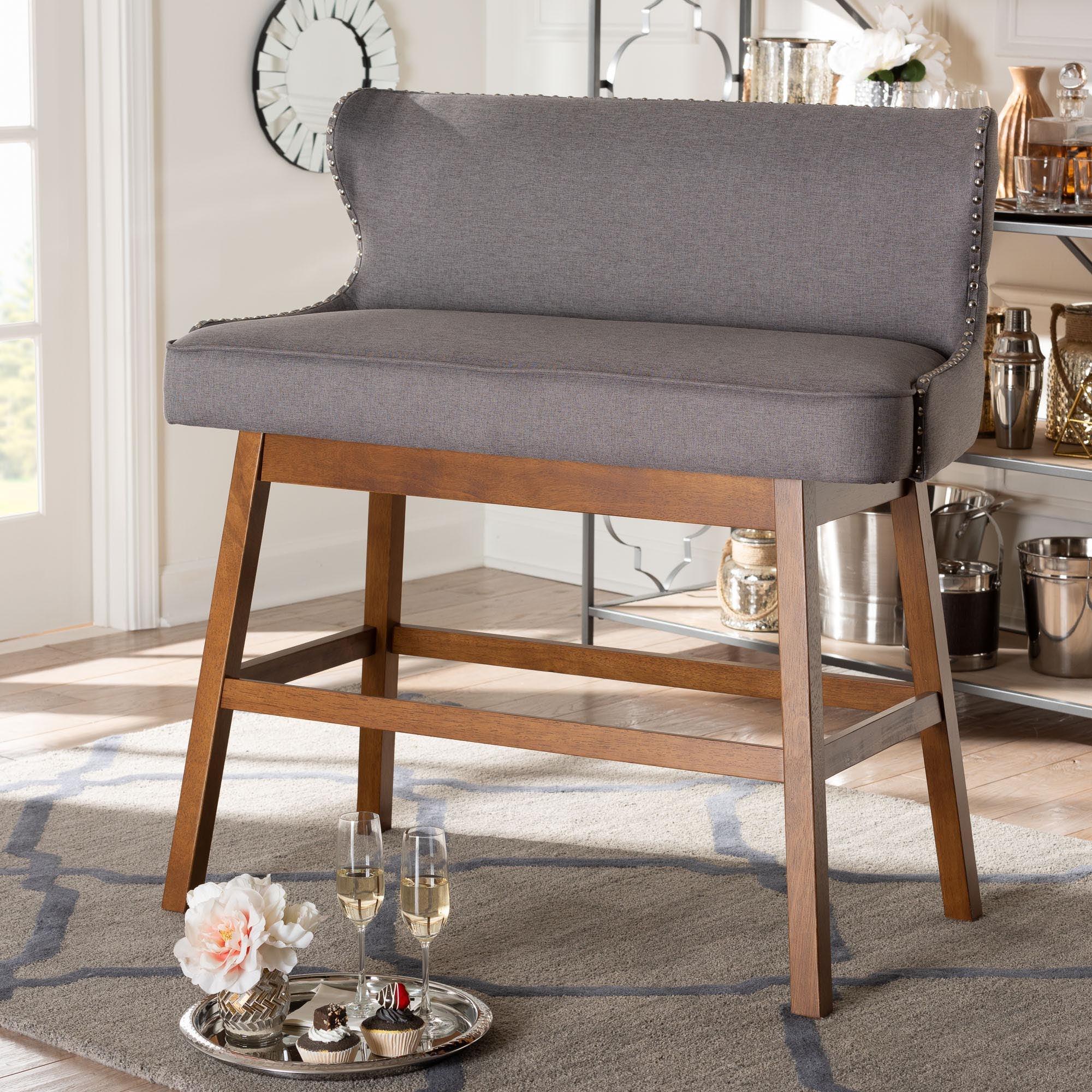 Gradisca Modern and Contemporary Fabric Button-tufted Upholstered Bar Bench Banquette